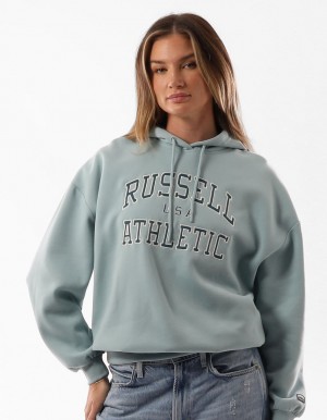 Hanorac cu Gluga Russell Athletic Sierra Oversized Dama Turcoaz | 56314-QONX