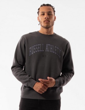 Pulovere Cu Decolteu Russell Athletic Pasadena Barbati Gri Inchis | 96021-RFUQ