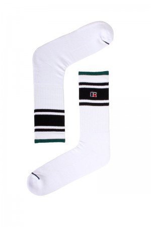 Sosete Russell Athletic Essential Atlanta Fash Single Accessories Albi Negrii | 21836-ZHNU