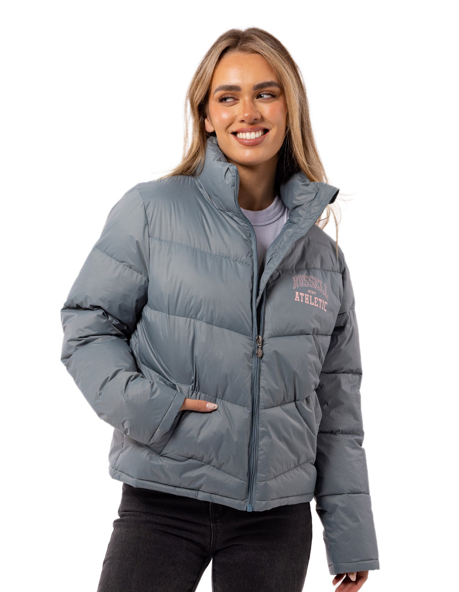 Geaca Puffer Russell Athletic Arch Logo Dama Indigo | 84712-DQNL
