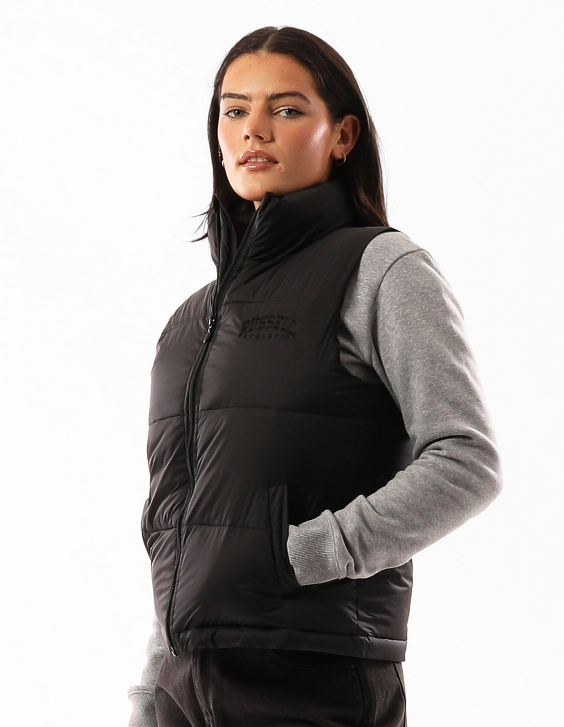 Geaca Puffer Russell Athletic Arlington Vest Dama Negrii | 69752-MBRC