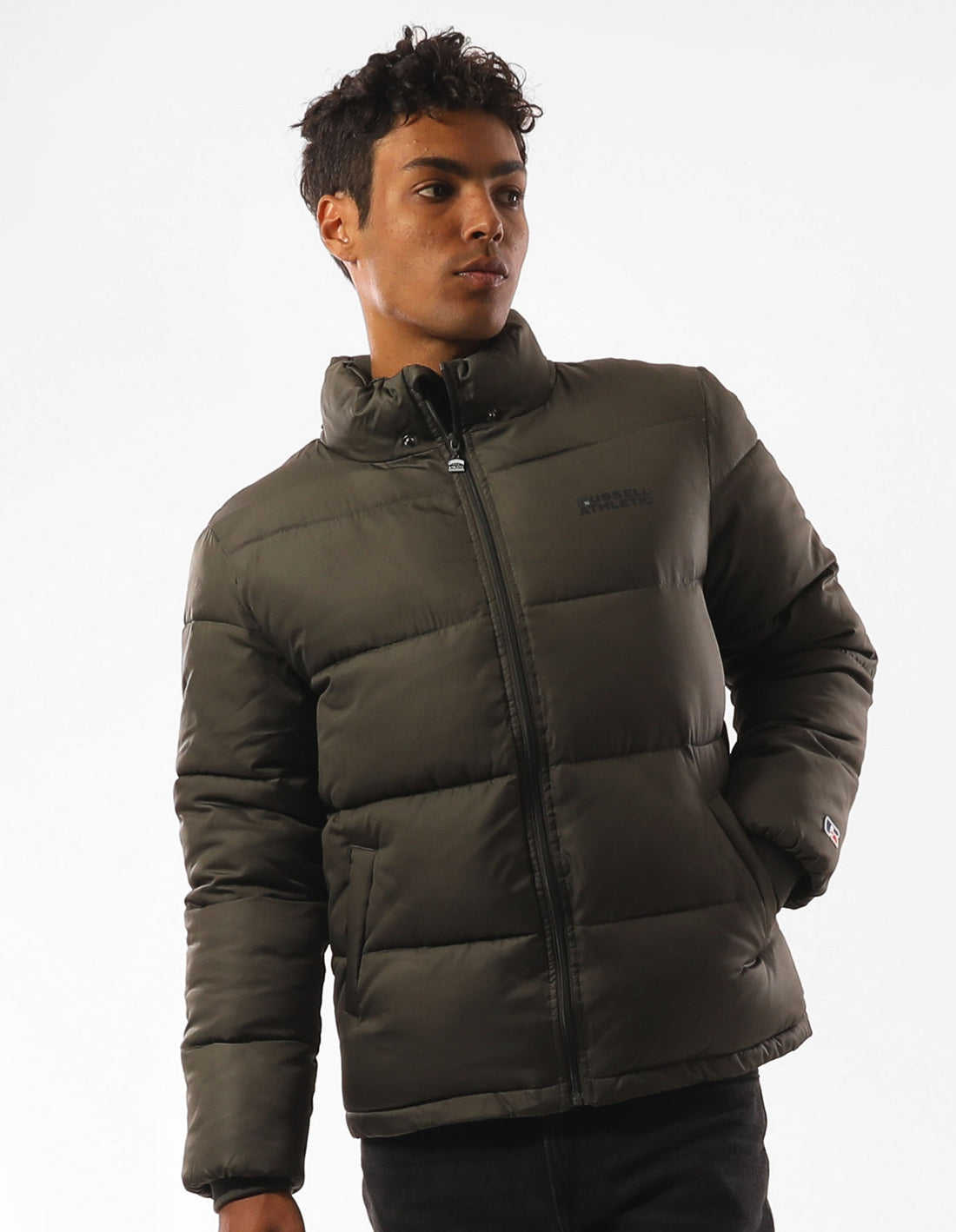 Geaca Puffer Russell Athletic Hampton Barbati Masline Verzi | 62470-JRXS