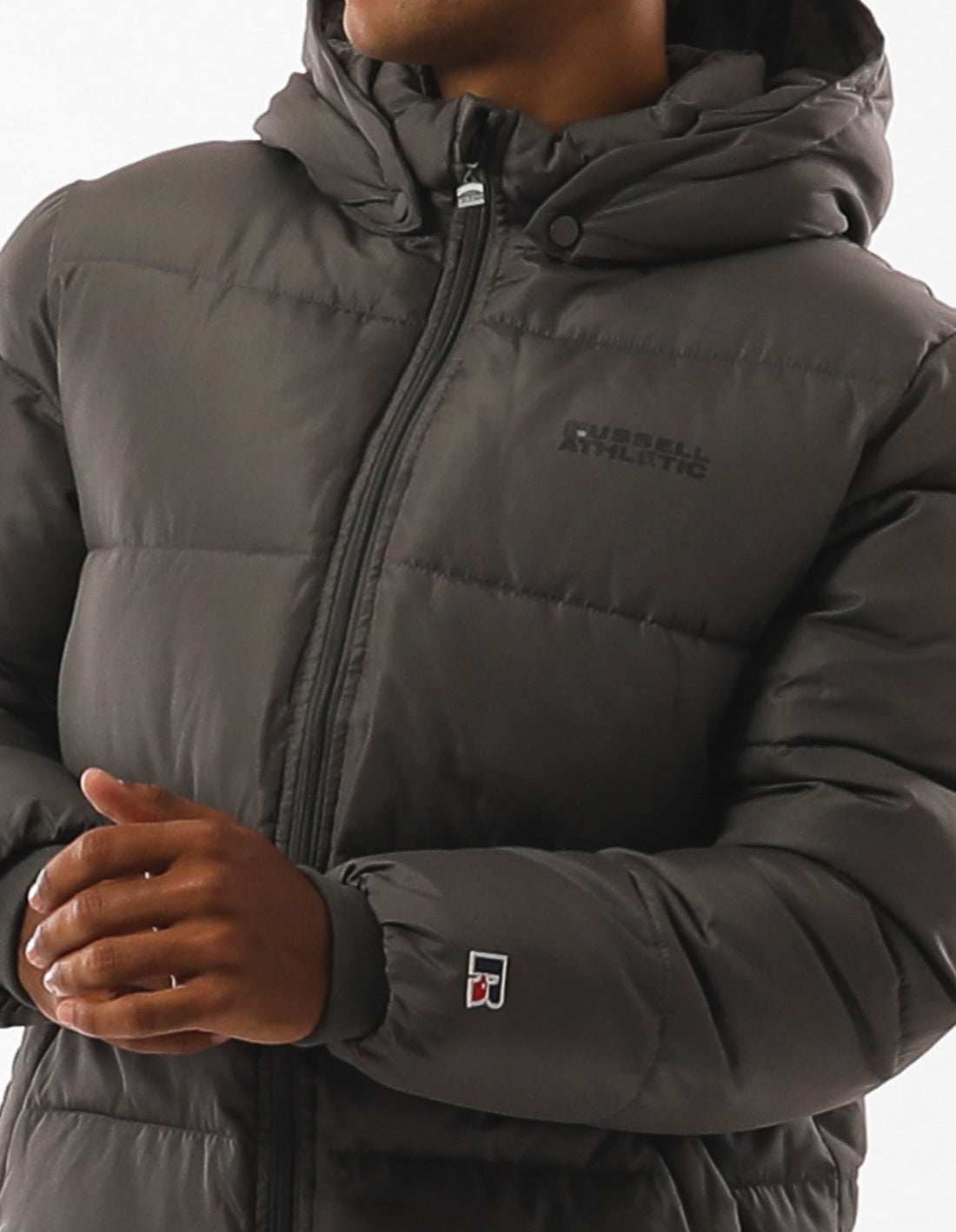Geaca Puffer Russell Athletic Hampton Barbati Gri | 70596-ITPR