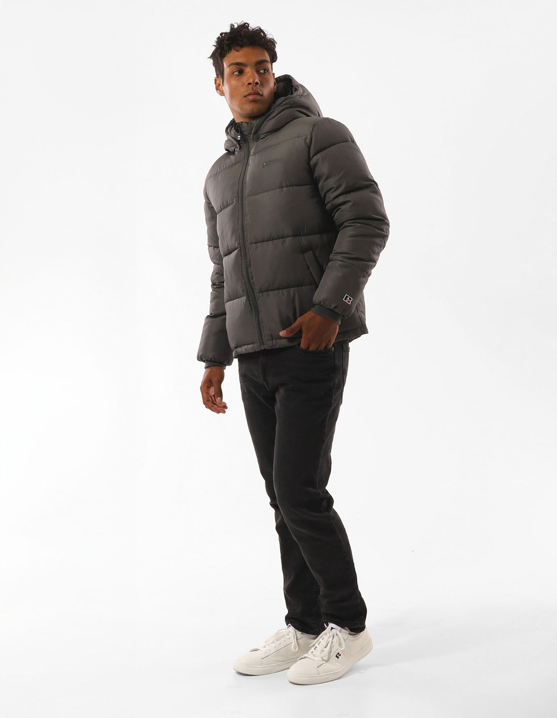Geaca Puffer Russell Athletic Hampton Barbati Gri | 70596-ITPR
