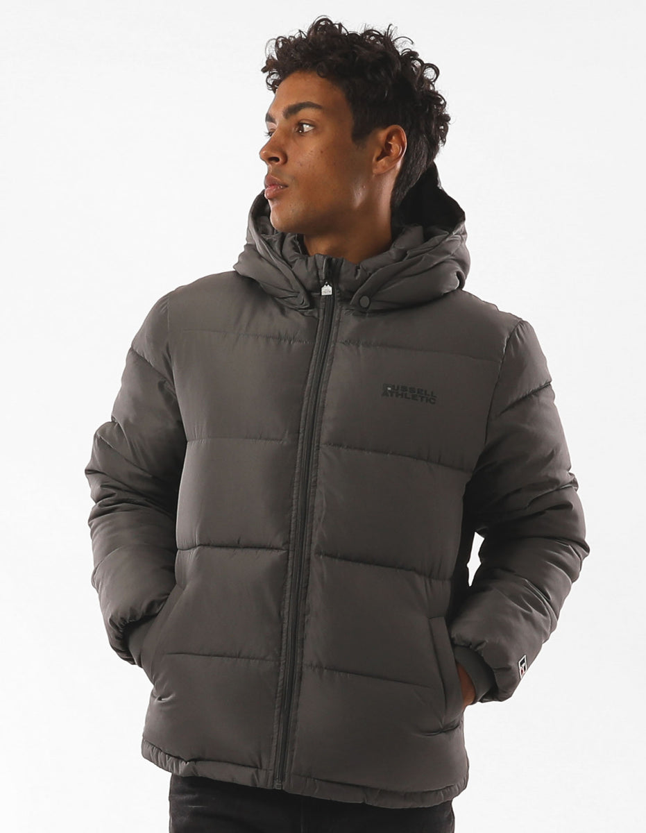 Geaca Puffer Russell Athletic Hampton Barbati Gri | 70596-ITPR
