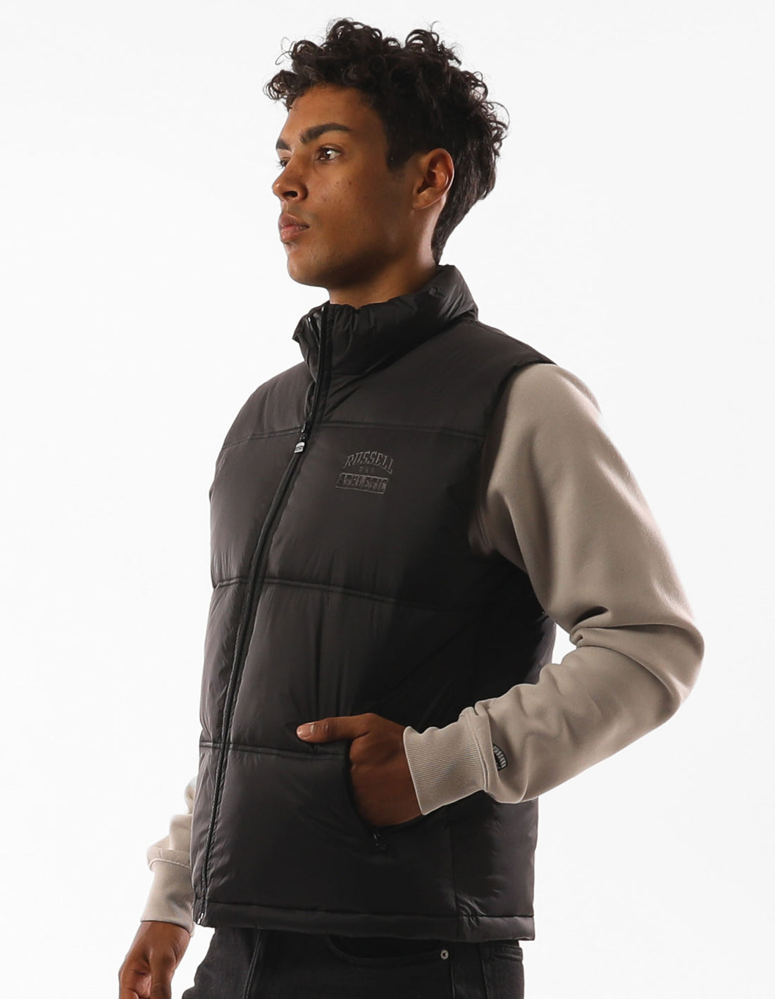 Geaca Puffer Russell Athletic Kennedy Vest Barbati Negrii | 09468-JKFO