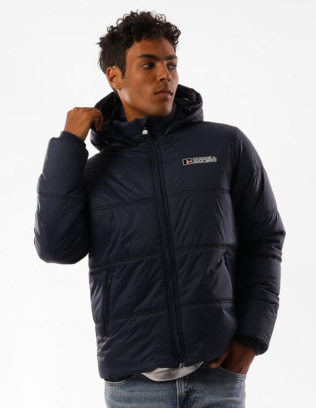 Geaca Puffer Russell Athletic Lewis Barbati Bleumarin | 54968-QLRX