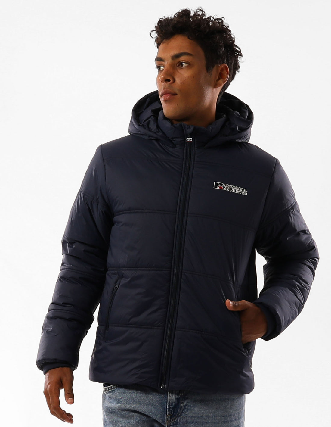 Geaca Puffer Russell Athletic Lewis Barbati Bleumarin | 54968-QLRX