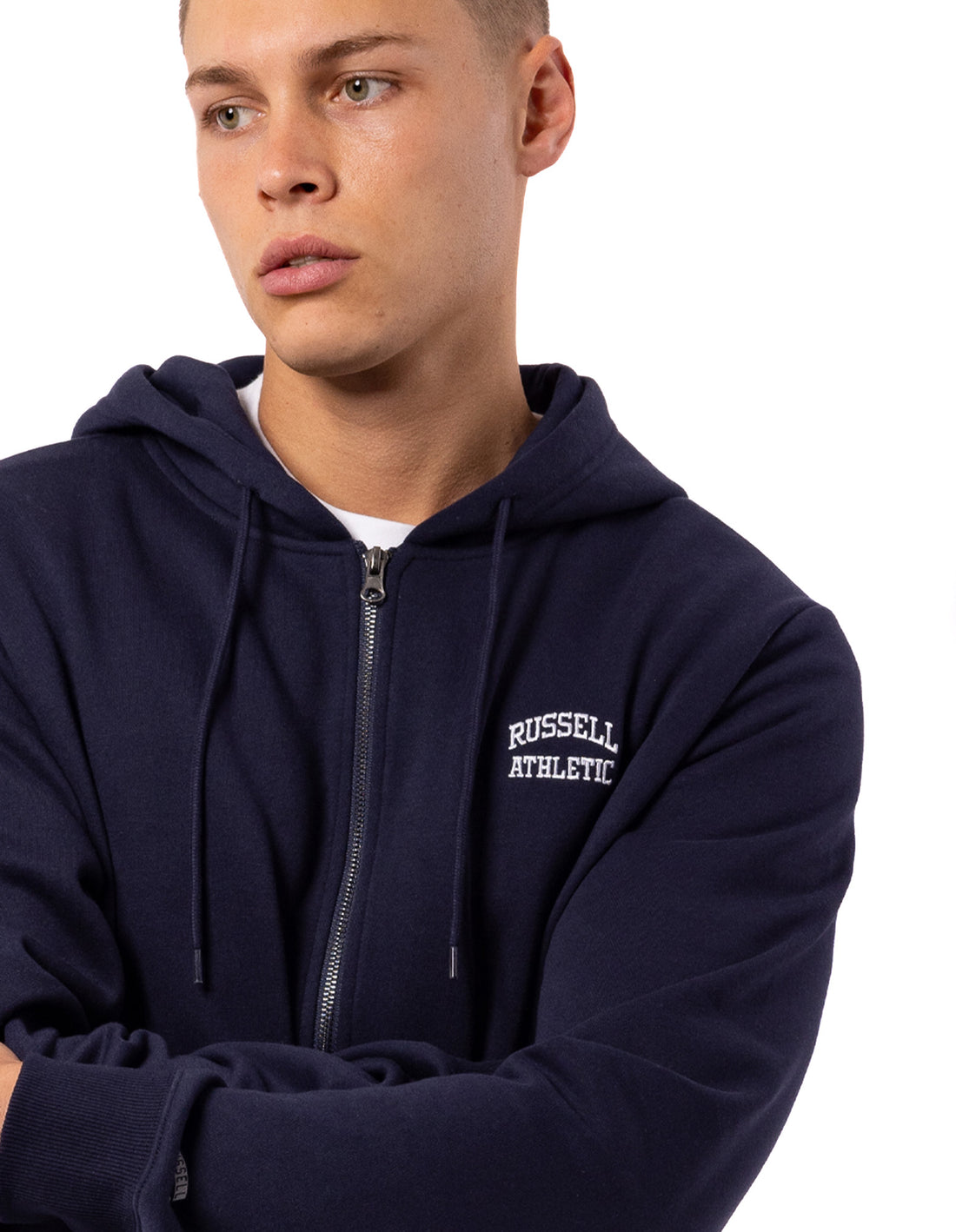 Geaca Russell Athletic Originals Small Arch Zip Barbati Bleumarin | 01862-WABZ