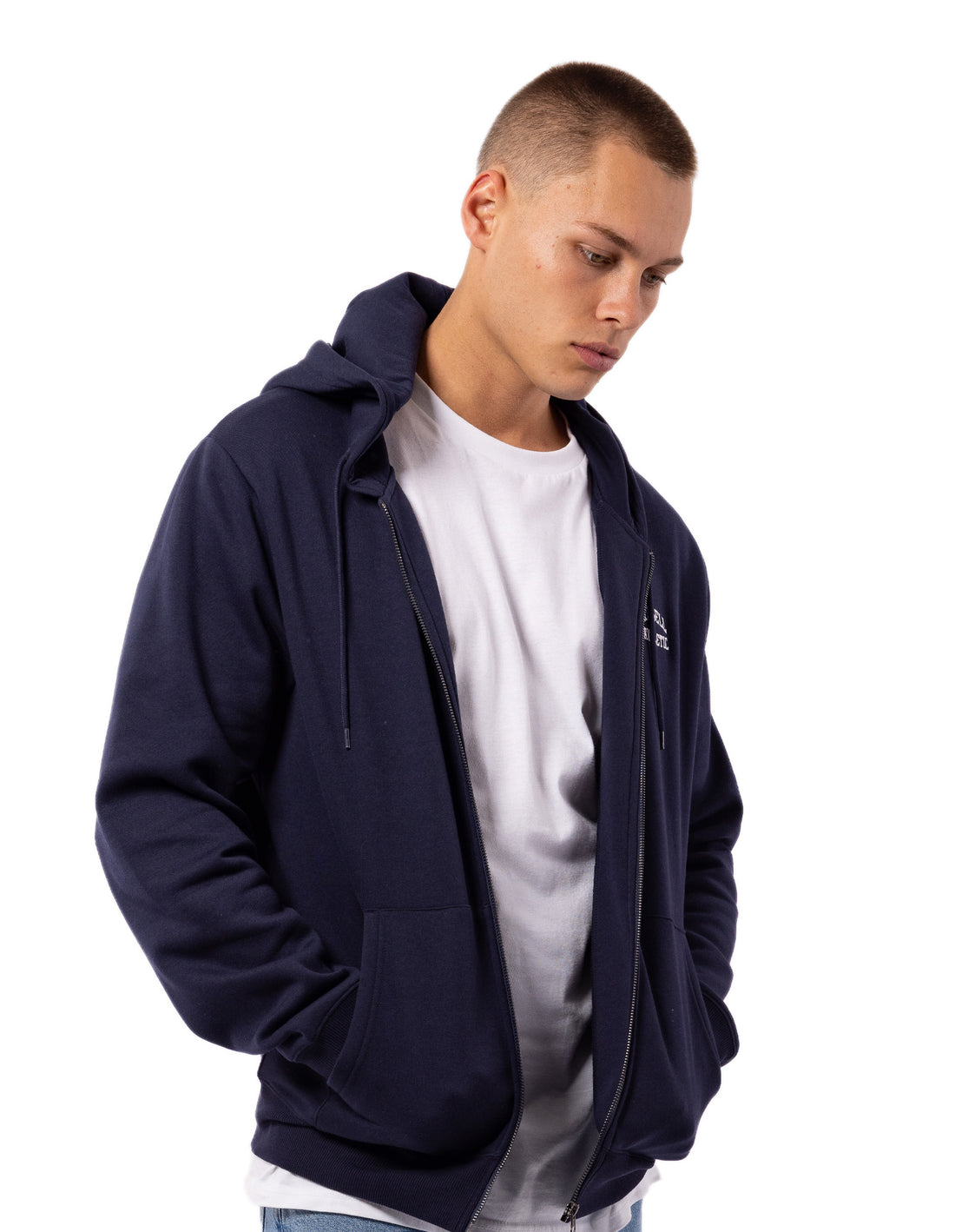 Geaca Russell Athletic Originals Small Arch Zip Barbati Bleumarin | 01862-WABZ