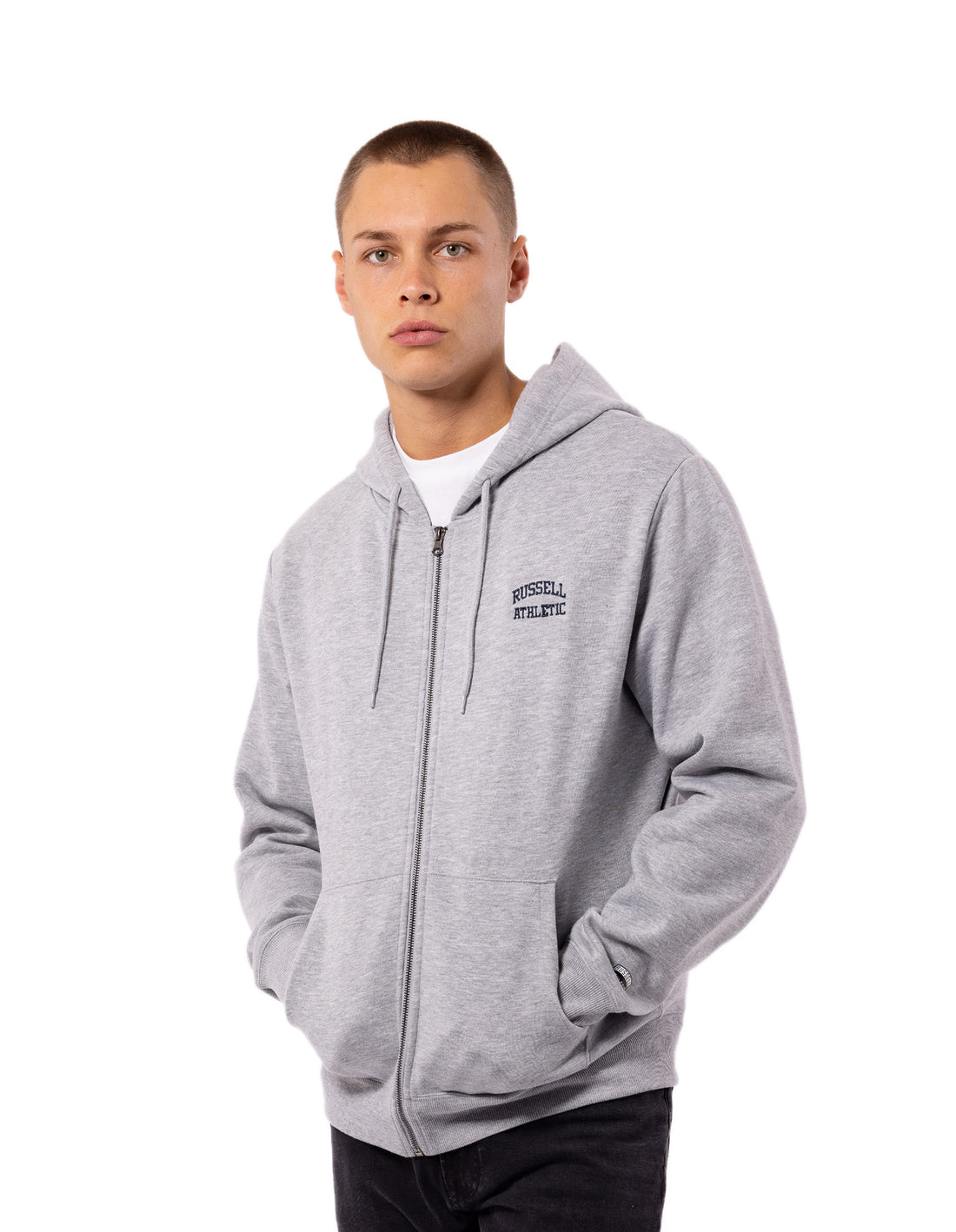 Geaca Russell Athletic Originals Small Arch Zip Barbati Gri | 76893-CVLZ