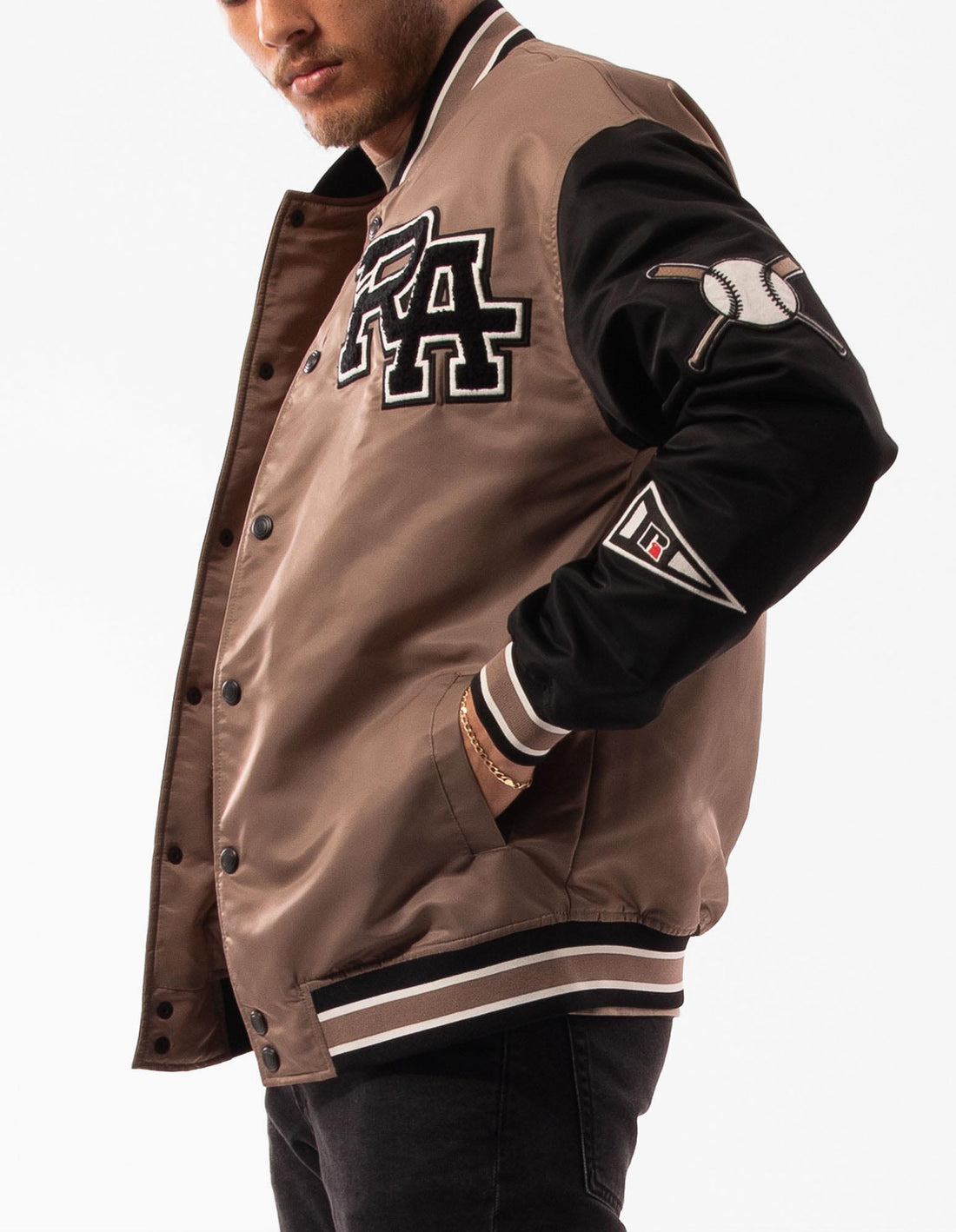 Geaca Russell Athletic Varsity Badge Barbati Maro | 31480-PTVQ