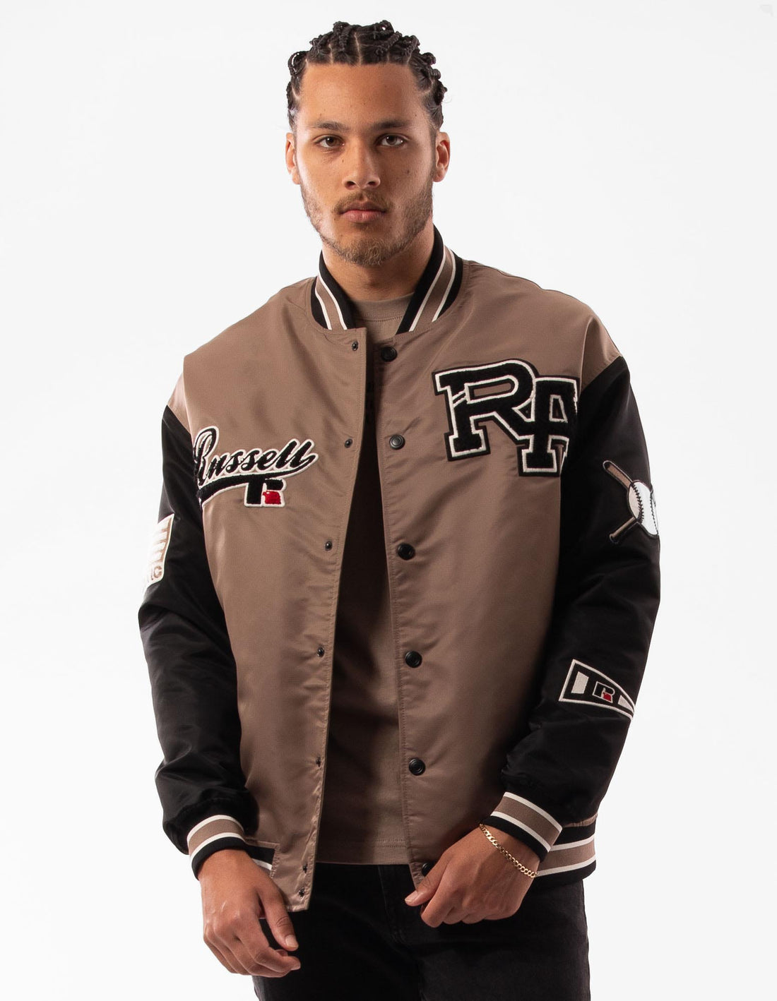 Geaca Russell Athletic Varsity Badge Barbati Maro | 31480-PTVQ