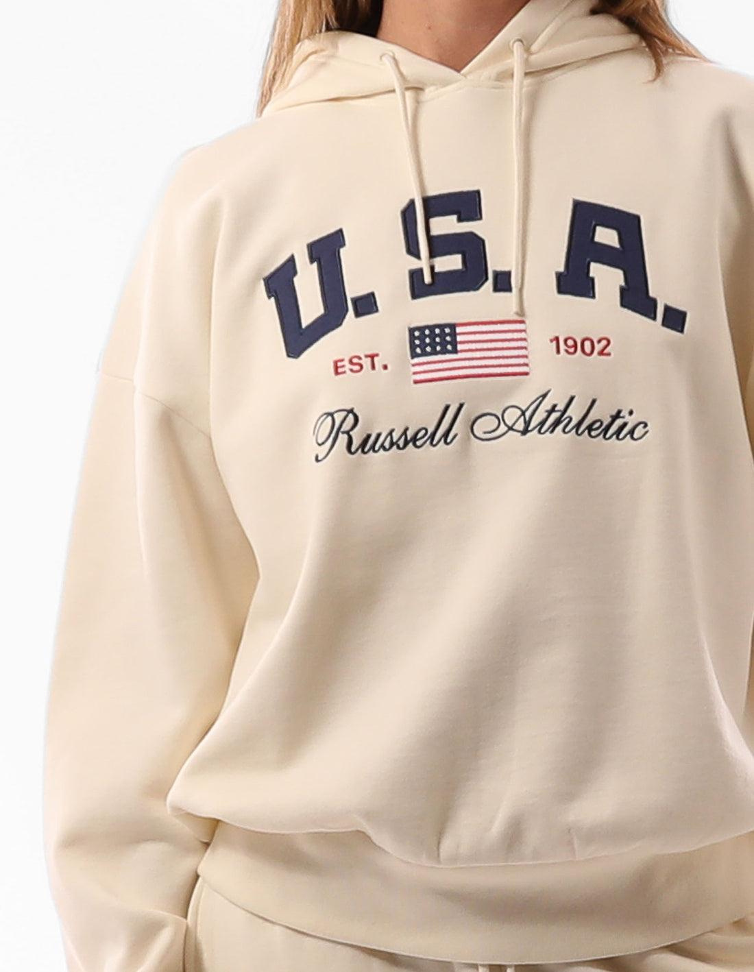 Hanorac cu Gluga Russell Athletic 1902 Oversized Dama Bej | 71396-ZLUW