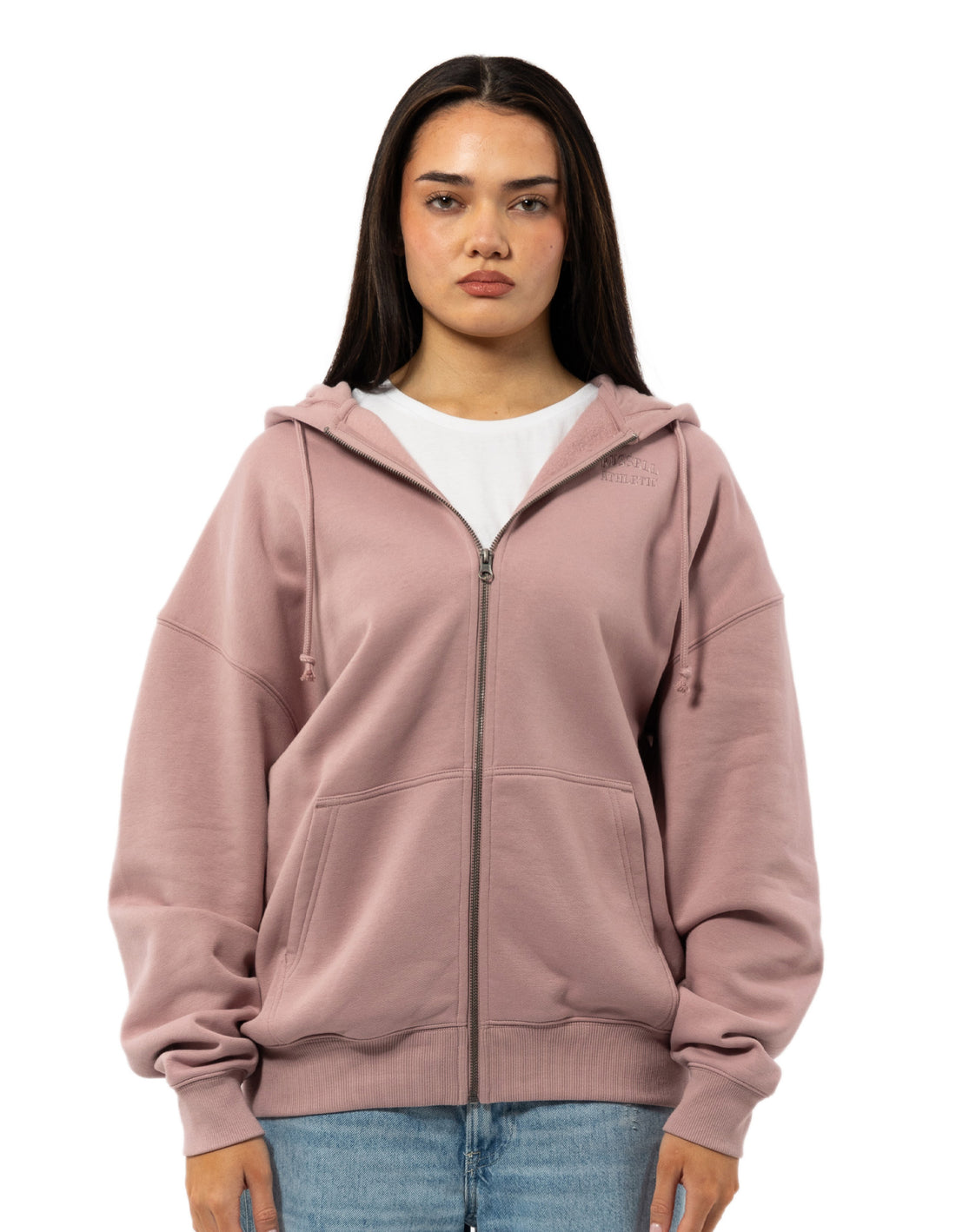 Hanorac cu Gluga Russell Athletic Originals Embroidered Zip Through Dama Roz | 28659-GEJK