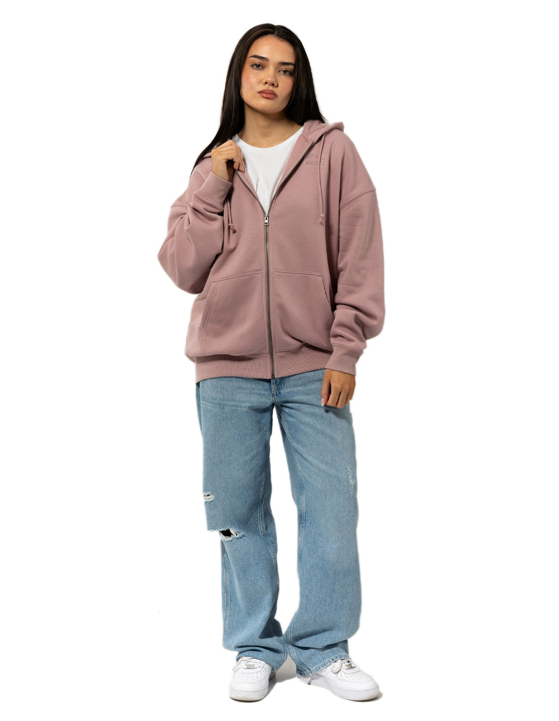 Hanorac cu Gluga Russell Athletic Originals Embroidered Zip Through Dama Roz | 28659-GEJK