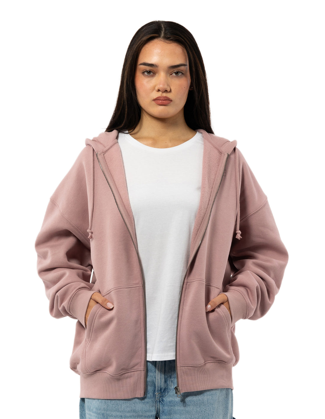 Hanorac cu Gluga Russell Athletic Originals Embroidered Zip Through Dama Roz | 28659-GEJK