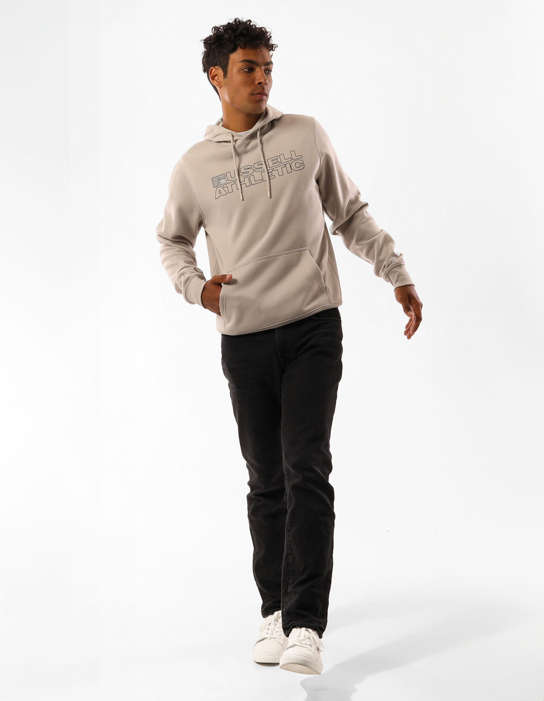 Hanorac cu Gluga Russell Athletic Original Modern Logo Barbati Kaki | 21549-PYWG