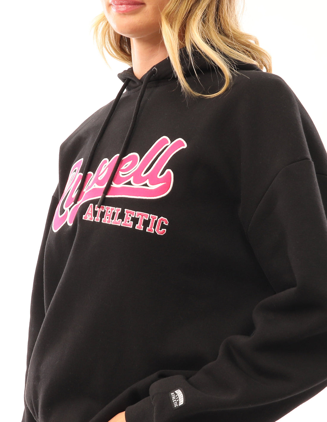 Hanorac cu Gluga Russell Athletic Scripted Oversized Dama Negrii | 20815-WBZU