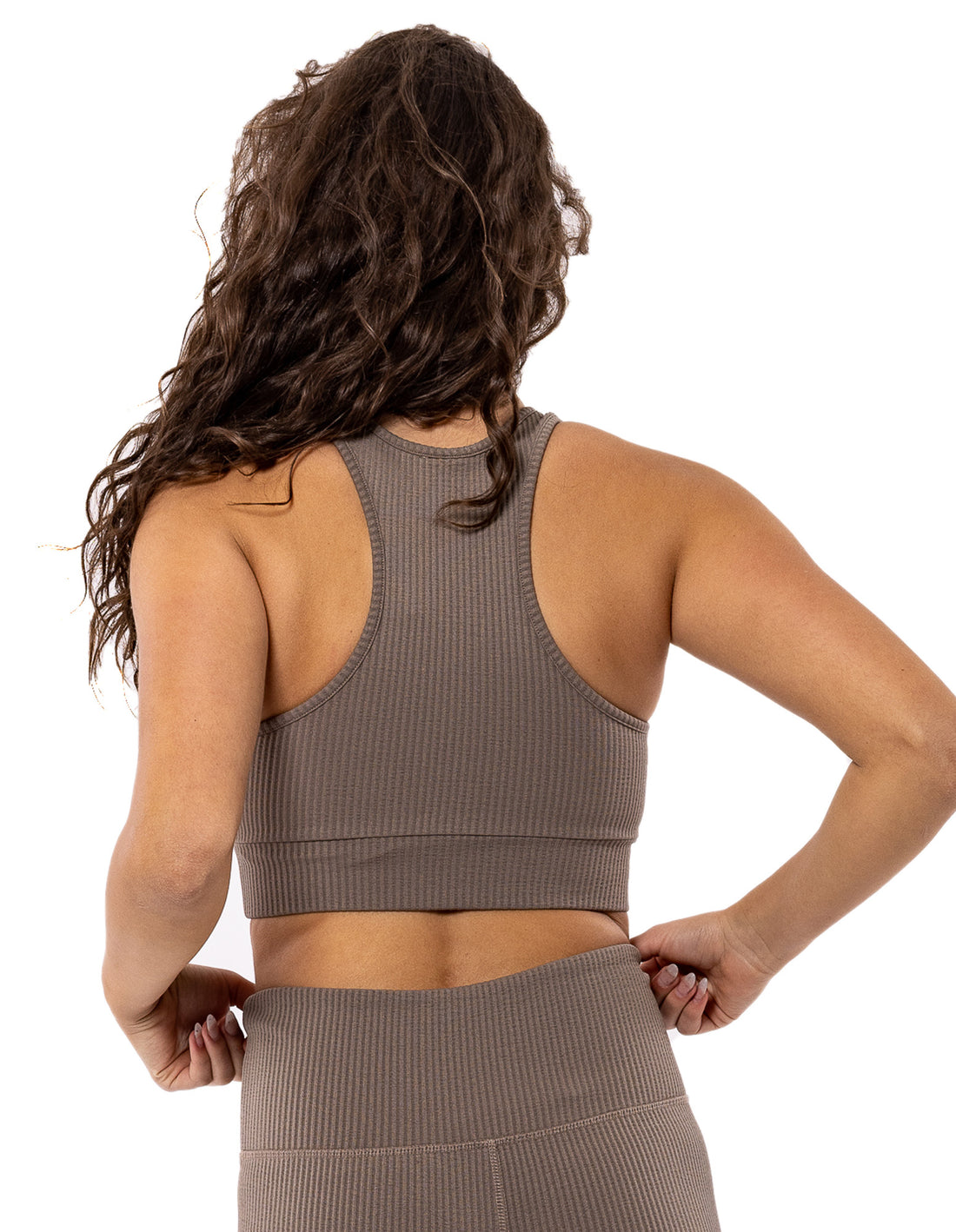 Maiouri Russell Athletic Deja Vu Ribbed Crop Dama Bej | 71904-CJYQ