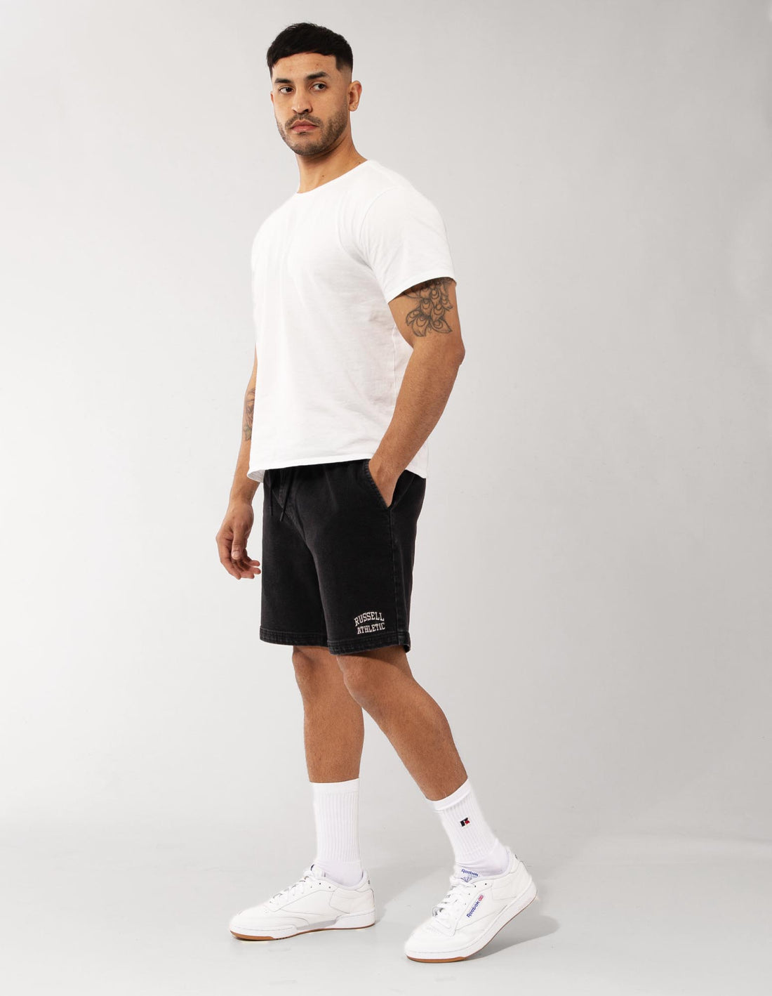 Pantaloni Scurti Russell Athletic Calabasas Denim Barbati Negrii | 27348-TMKQ