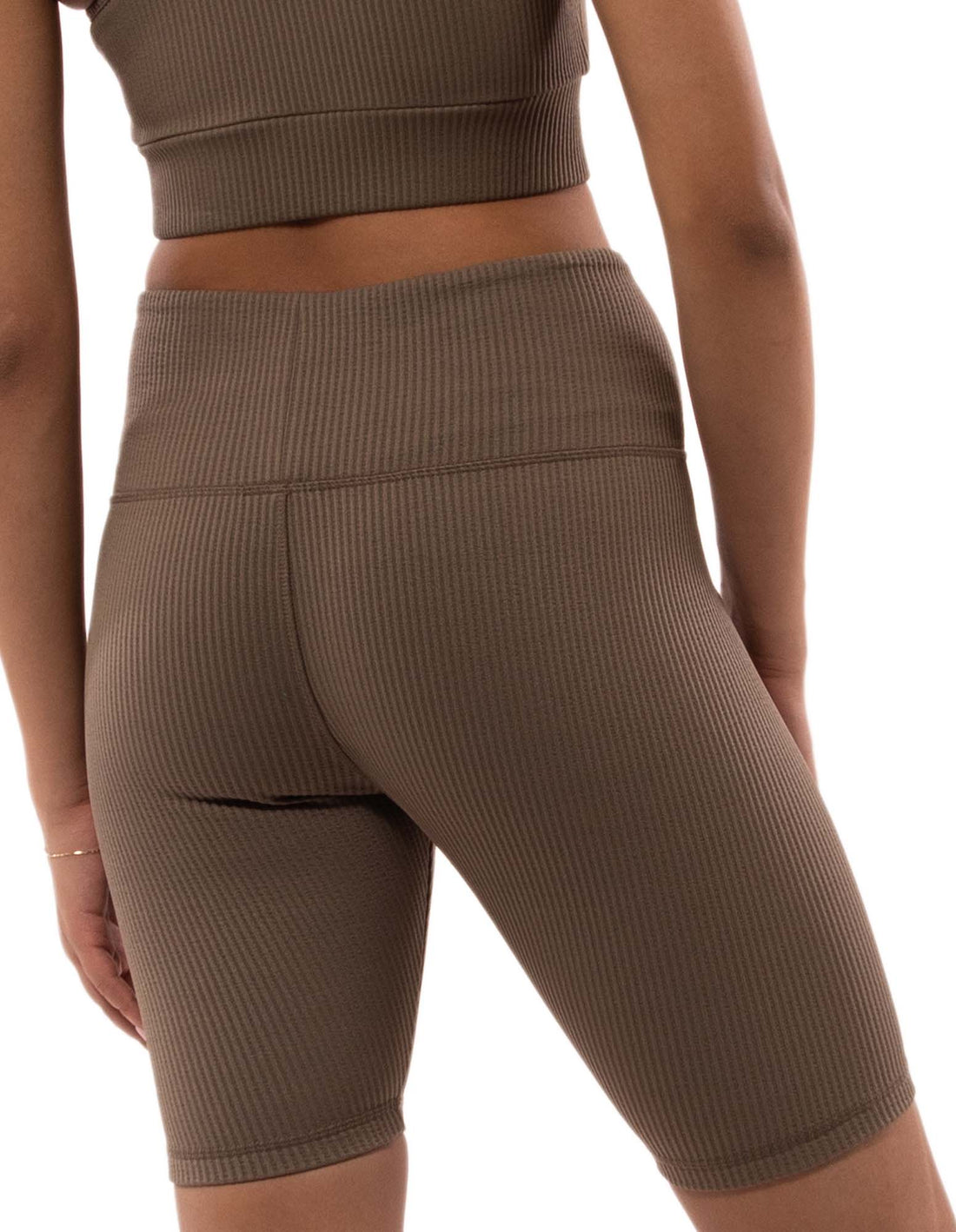 Pantaloni Scurti Russell Athletic Deja Vu Ribbed Bike Dama Bej | 82947-TGRW