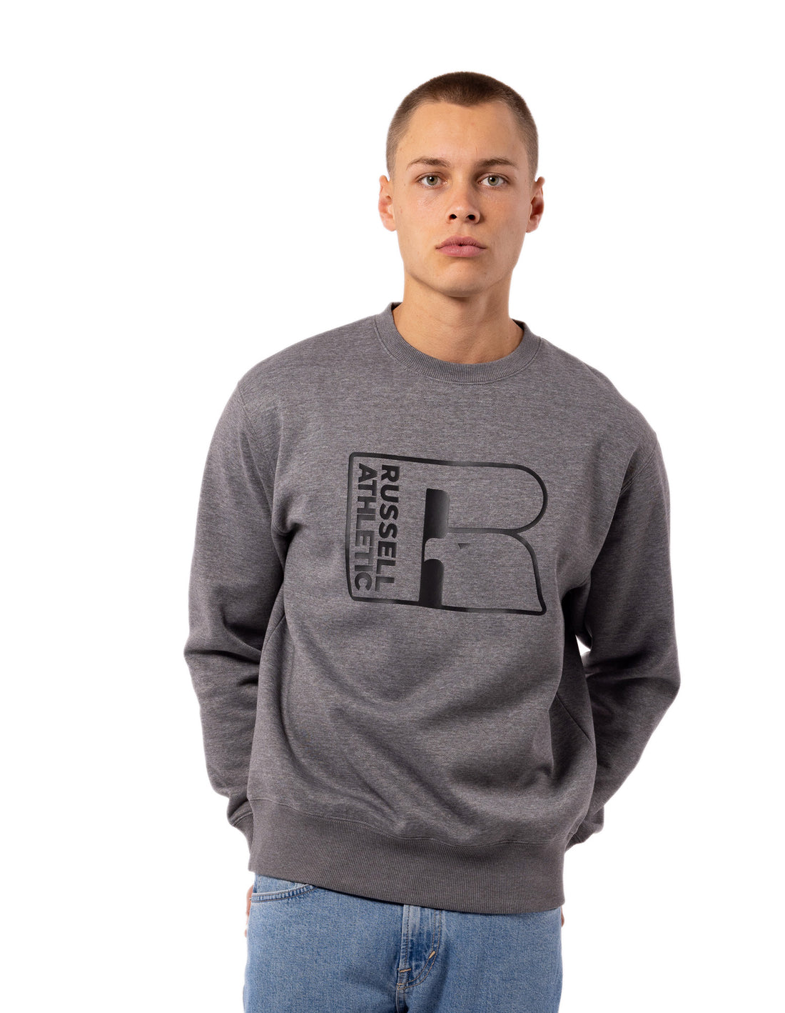 Pulovere Cu Decolteu Russell Athletic Corp Inlay Logo Barbati Gri | 12356-KNZS