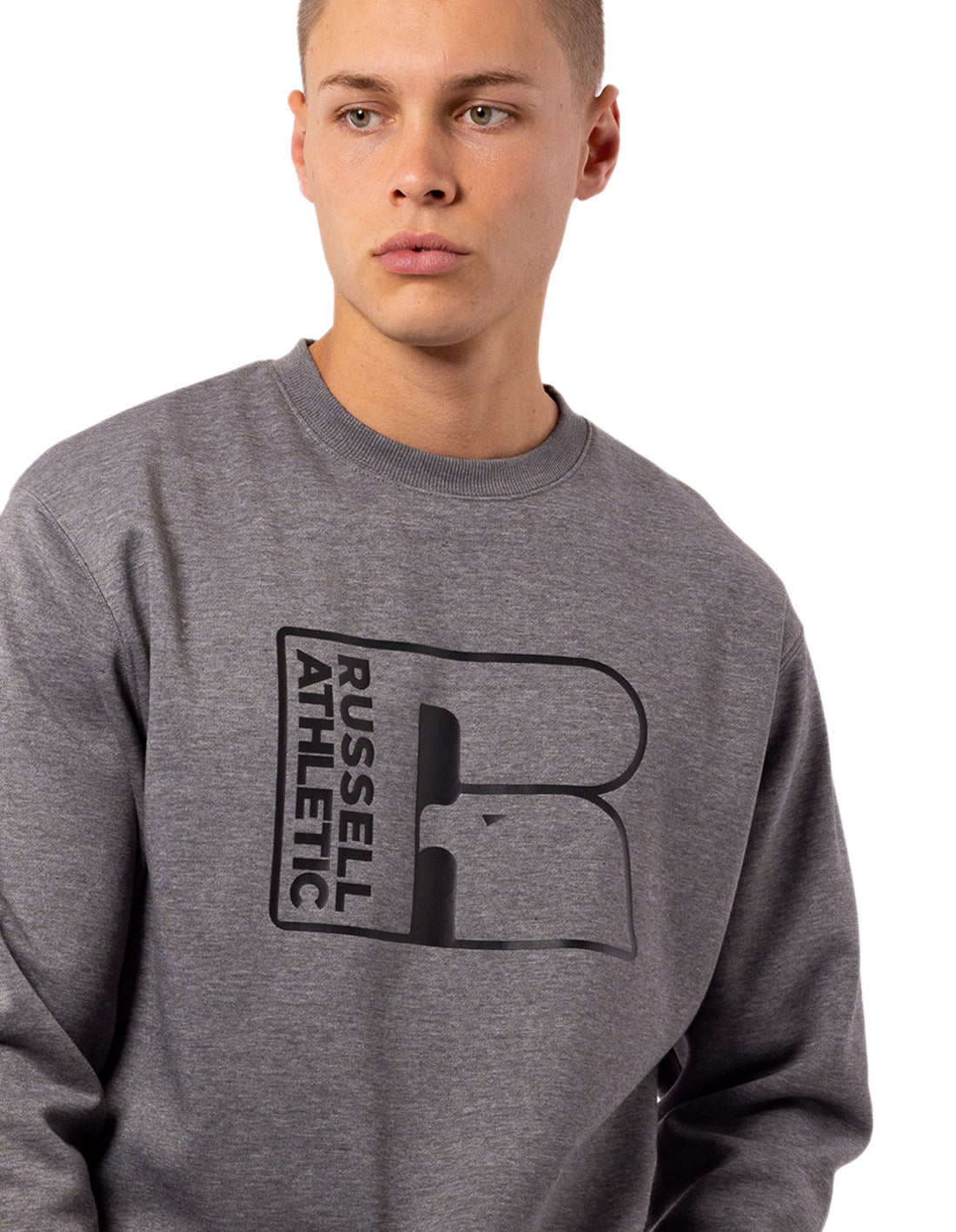 Pulovere Cu Decolteu Russell Athletic Corp Inlay Logo Barbati Gri | 12356-KNZS