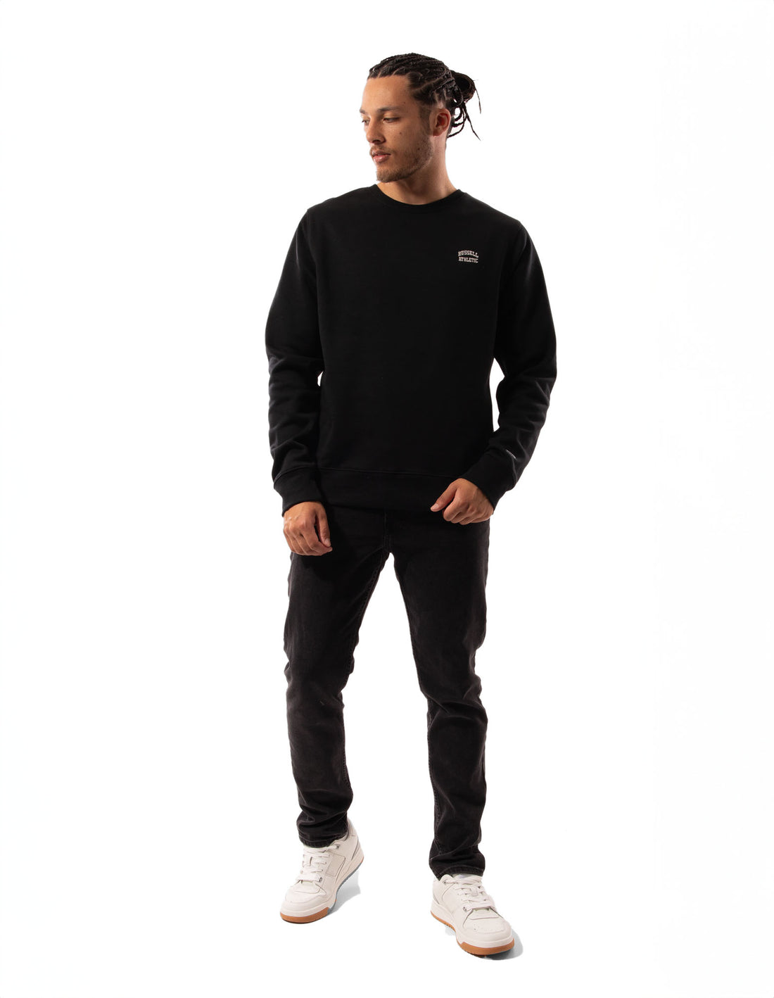 Pulovere Cu Decolteu Russell Athletic Originals Small Arch Barbati Negrii | 49527-DZKB