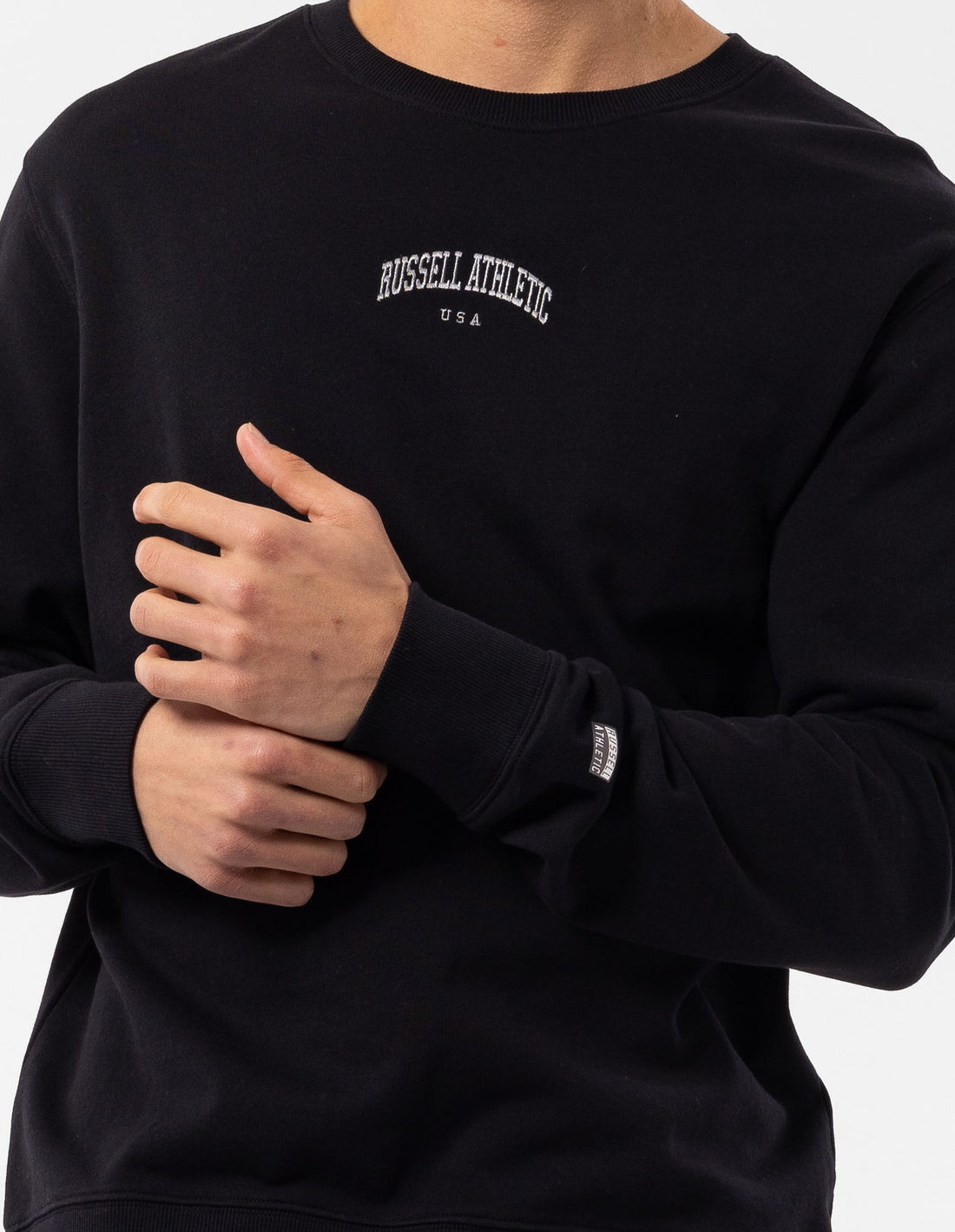 Pulovere Cu Decolteu Russell Athletic Originals Big Arch Unbrushed Barbati Negrii | 62735-VWDZ