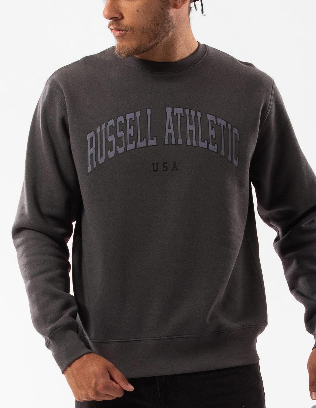 Pulovere Cu Decolteu Russell Athletic Pasadena Barbati Gri Inchis | 96021-RFUQ