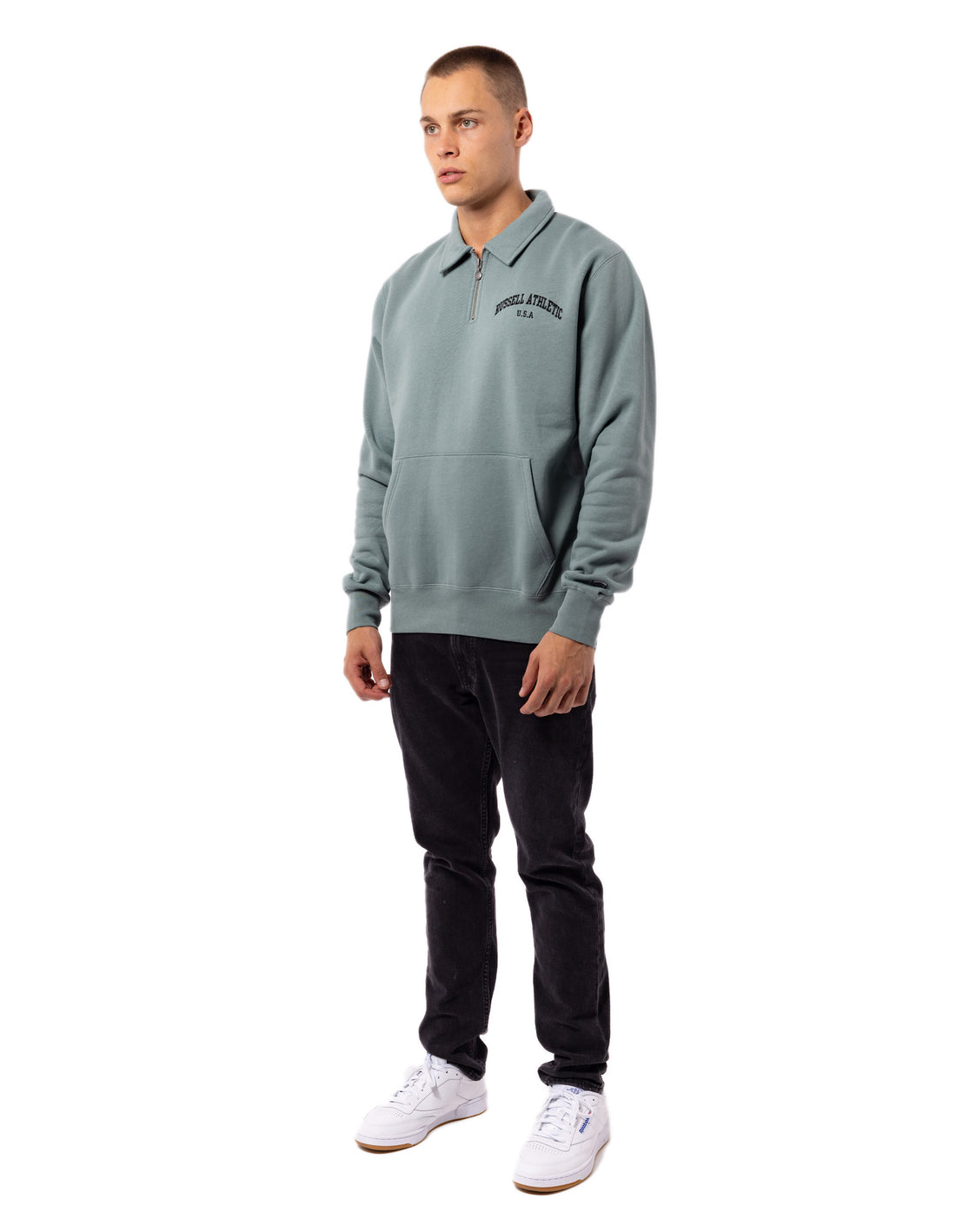 Top Russell Athletic Big Arch Collar 1/4 Zip Barbati Masline Verzi | 80354-KRWI