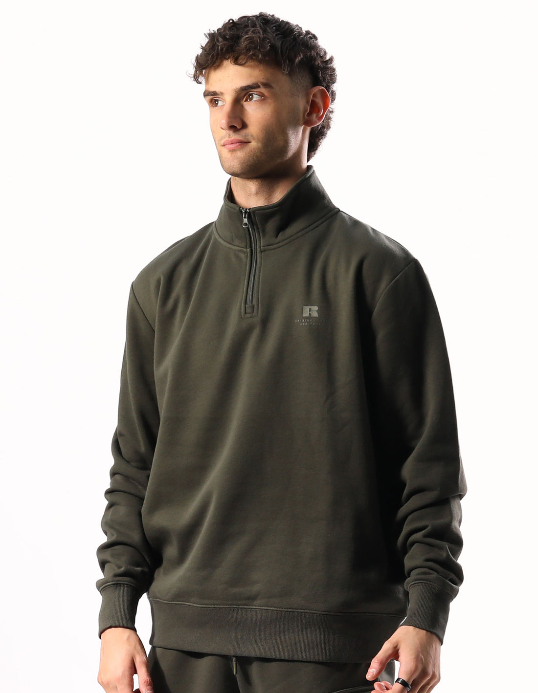 Top Russell Athletic Brooklyn Quarter Zip Barbati Masline Verzi | 25430-TARB