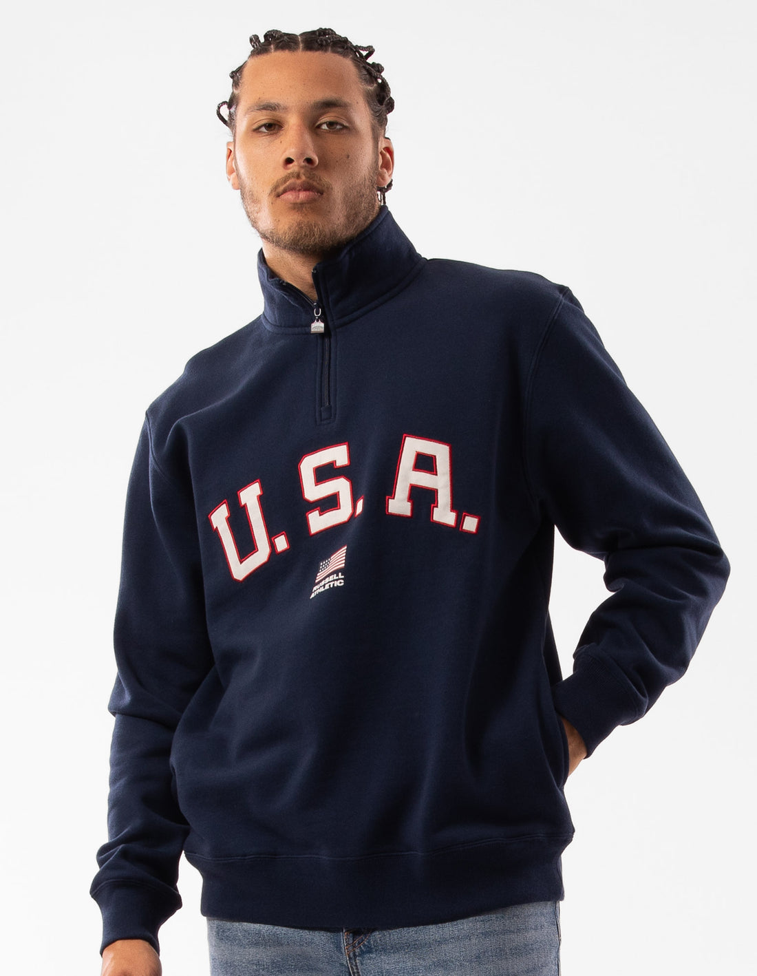 Top Russell Athletic Lewis 1/4 Zip Barbati Bleumarin | 65847-AKGU