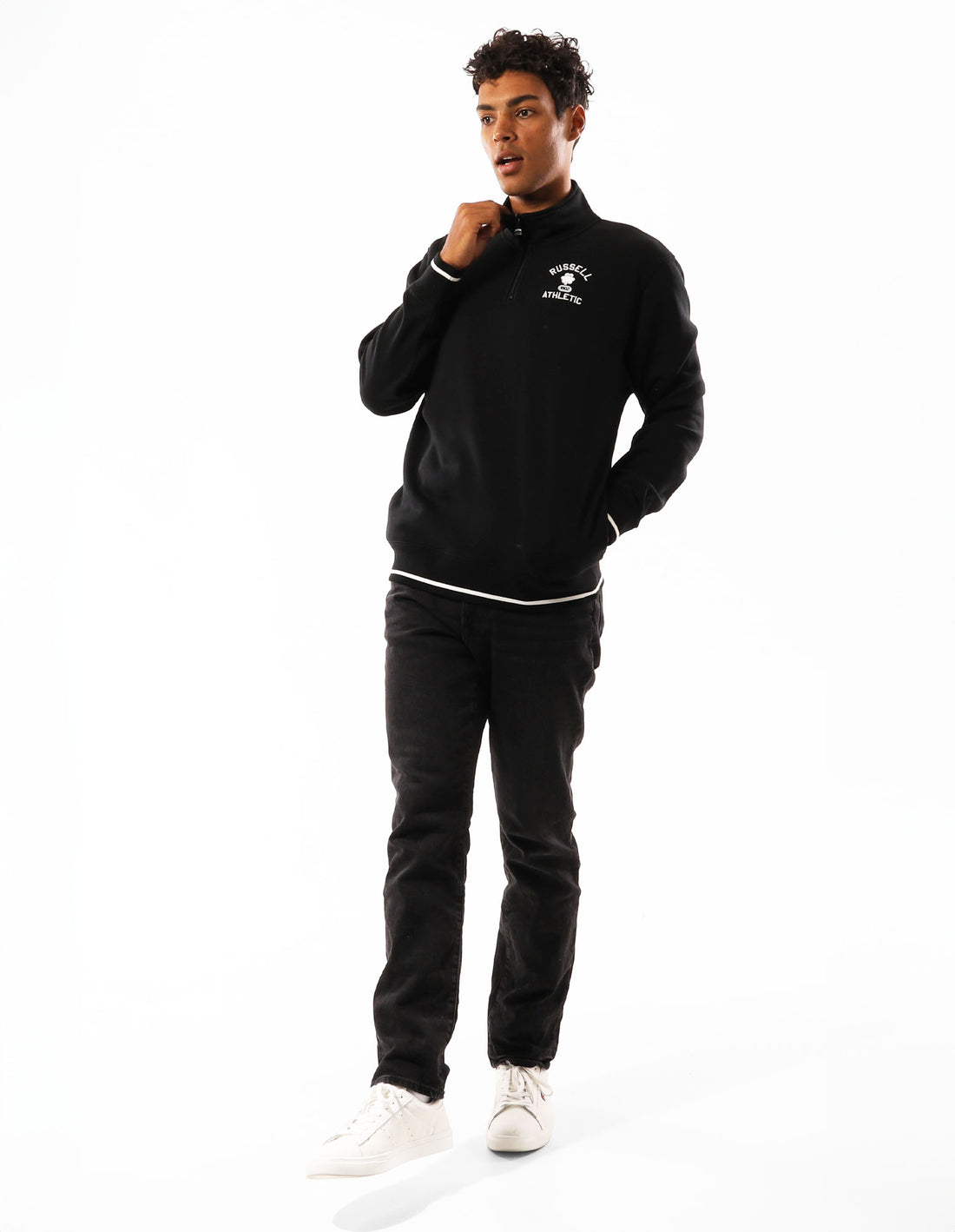 Top Russell Athletic Lexington 1/4 Zip Barbati Negrii | 01759-XPGU