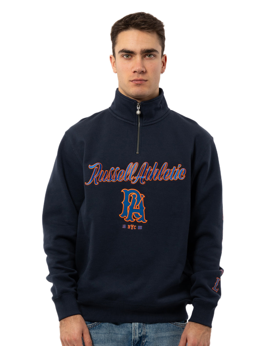 Top Russell Athletic Strike Out 1/4 Zip Barbati Bleumarin | 83957-YKFO