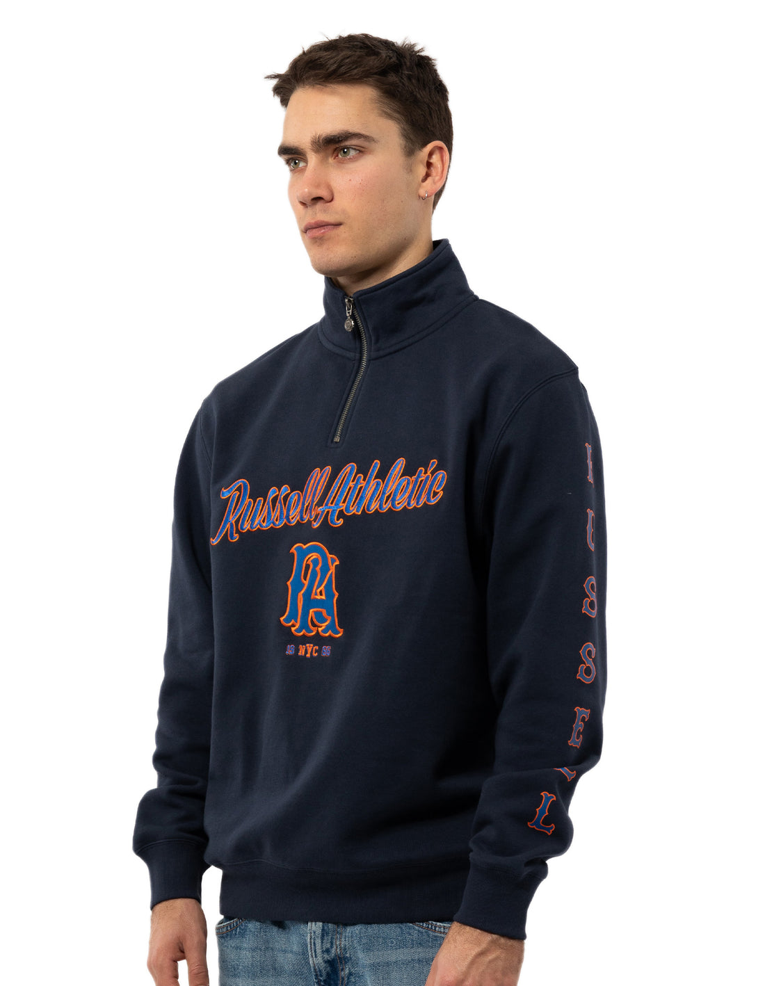 Top Russell Athletic Strike Out 1/4 Zip Barbati Bleumarin | 83957-YKFO