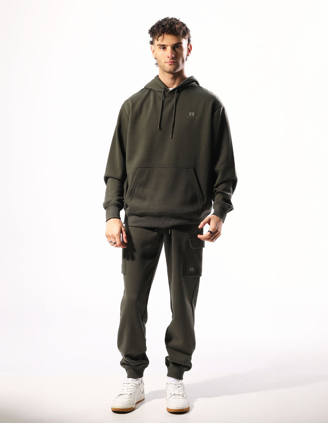 Track pants Russell Athletic Brooklyn Cargo Barbati Masline Verzi | 48253-FUVA