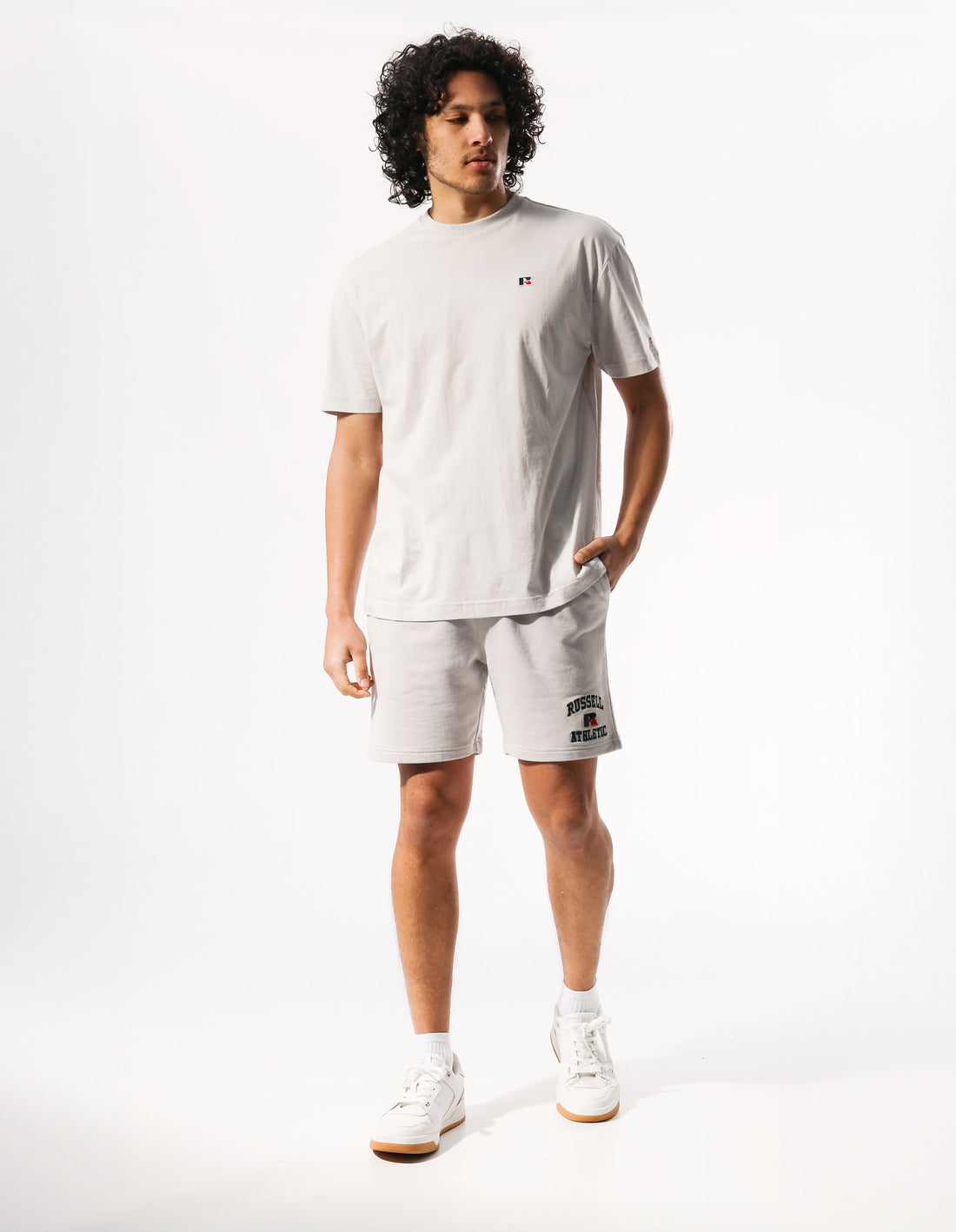 Tricouri Russell Athletic R Logo Slouch Barbati Albi | 51847-DRSO